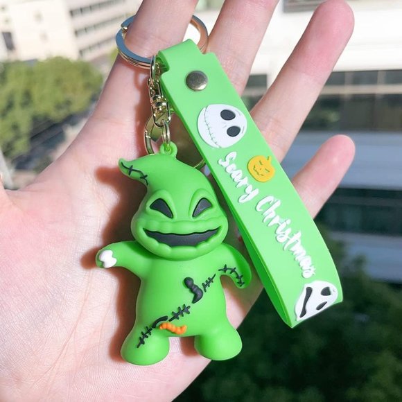 Jack and Sally Cartoon Character Wristlet Key Chain Ring Scary Christmas Gift - Picture 2 of 6